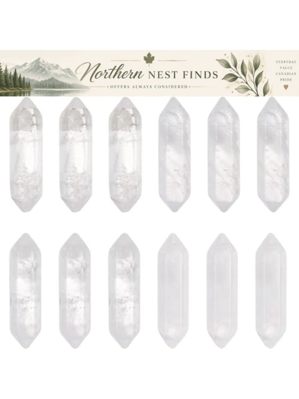 12pc Natural Quartz Crystal Points Hexagonal Wands for Jewelry Making